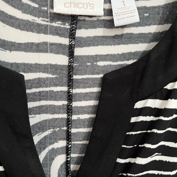 Chico's Black and White Zebra Print Top H-3 - Picture 2 of 9